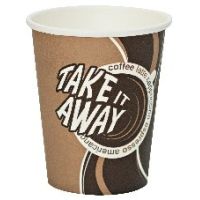 Стакан бумажный 350 мл 1 сл., d90 мм, диз. "Take Away", карт., 50 шт/упак 1 000 шт/кор РОССИЯ -