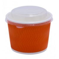 Контейнер 520 мл, d110хh84,5 мм, диз. "Волна", без окна, без крышки, оранж., карт., 25 шт/упак "Complement" 500 шт/кор КИТАЙ 53114