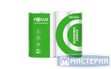 Бумага туалетная 2-сл. "Focus" Economic Choice, бел., 15 м, 12 рул/упак 8 упак/кор РОССИЯ 50202720/5071518