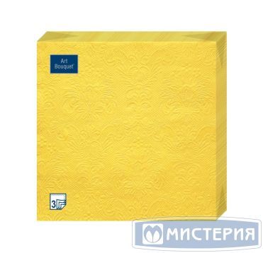 Салфетки 330х330 мм 3-сл., диз. "Желтый Барокко", желт., бум., 16 шт/упак "Bouquet" 12 упак/кор РОССИЯ 57220