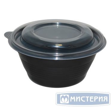 Контейнер 500 мл 1-секц. d144хh70 мм, без крышки, черн., ПП, 540 шт/кор "Протэк" 540 шт/упак РОССИЯ ПР-МС-500