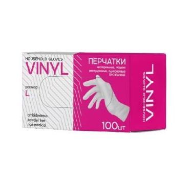 Перчатки виниловые, р-р L, неопудрен., прозр., 50 пар/упак 10 упак/кор КИТАЙ V004CR