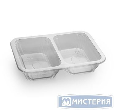 Контейнер под запайку 550[275+275] мл, 2-секц. 187х137х36 мм, прозр., ПП, 50 шт/упак "ПолиЭр" 400 шт/кор РОССИЯ К-187x137x36-2/50 ПРУ пр