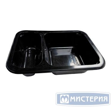 Контейнер под запайку 616[182+434] мл, 2-секц. 187х137х45 мм, черн., ПП, 100 шт/упак "Южуралпак" 400 шт/кор РОССИЯ F-70/30 (А) Черный