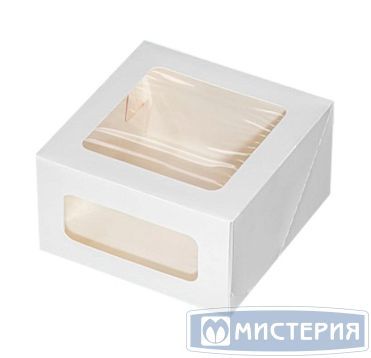 Коробка для торта 180х180х100 мм, с окном, неразъем.крышка, без руч., бел., карт., 15 шт/упак "Forgenika" Cake II Window White 135 шт/кор РОССИЯ ForG CAKE II W W 180*180*100