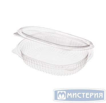 Контейнер 250 мл 1-секц., овал 159х130х30 мм, неразъем.крышка, прозр., ОПС, 400 шт/кор "Комус" 400 шт/упак РОССИЯ РКС-250/1
