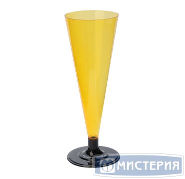 Фужер для шампанского, 0.18л, с черной ножкой, оранжевый