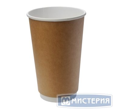 Стакан для холодного и горячего, 0.4/0.518л, коричневый, картон, двухслойный