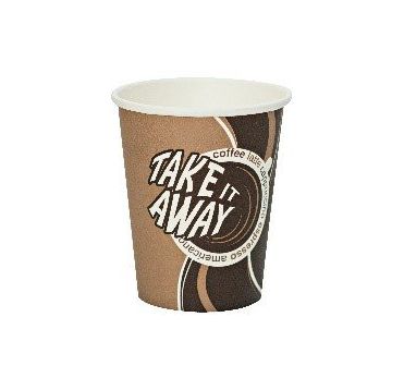 Стакан бумажный 350 мл 1 сл., d90 мм, диз. "Take Away", карт., 50 шт/упак 1 000 шт/кор РОССИЯ -
