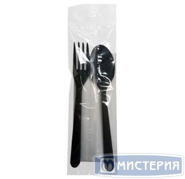 Комплект столовых приборов №3 [лож.ст.+ вил.: 180 мм, черн., ПС+ салф.], 300 шт/кор 300 шт/упак РОССИЯ Н31-005