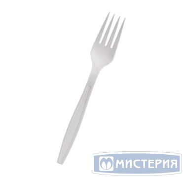 Вилка одноразовая GREEN MYSTERY 180 мм, белая, кукурузный крахмал, 50 штук в упаковке, 1000 штук в коробке