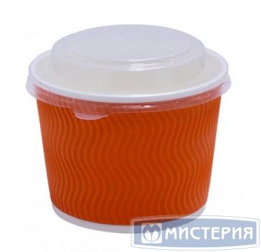 Контейнер 520 мл, d110хh84,5 мм, диз. "Волна", без окна, без крышки, оранж., карт., 25 шт/упак "Complement" 500 шт/кор КИТАЙ 53114